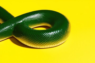 Obraz premium A modern and sleek digital illustration of a snake forming an infinity symbol representing endless possibilities and growth with a gradient of emerald and gold accents