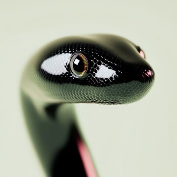 A modern and sleek digital illustration of a snake with glowing eyes coiled in a spiral symbolizing insight and wisdom with metallic green and silver accents
