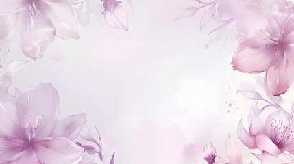 A light purple background with delicate floral patterns along the edges, creating an elegant and soft atmosphere for writing, backdrop for a wedding card, fashion photoshoot, product display