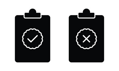 Vector Clipboard Icon Set With Check And Cross