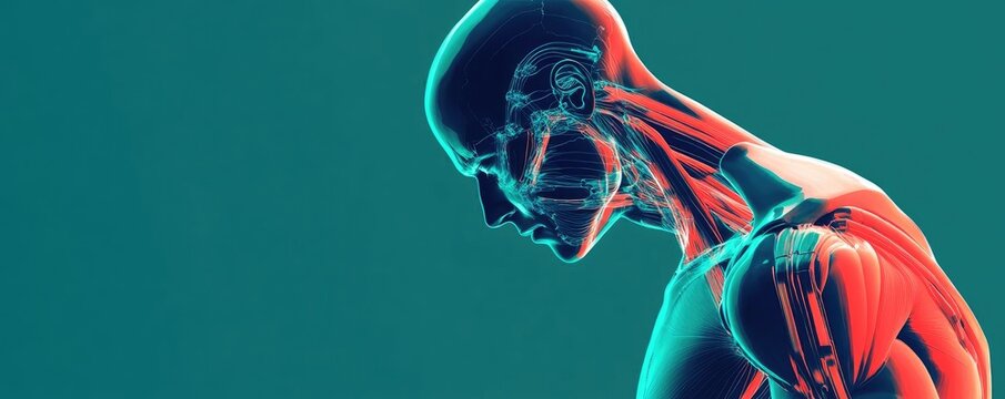 A detailed anatomical illustration showcasing muscle structure and human form in vibrant colors.