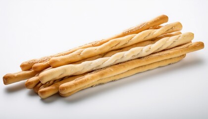Italian Food, Grissini on white background isolated.