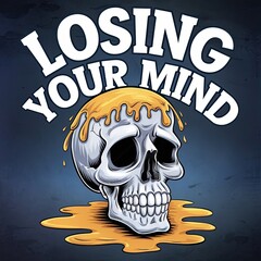 A cartoon illustration of a melting skull with the text "Losing Your Mind".