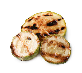 Tasty grilled zucchini slices isolated on white