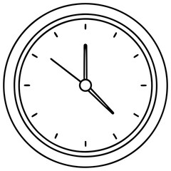 wall clock with clouds outline coloring book page line art drawing