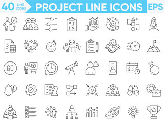 Project line icons vector and illustration set