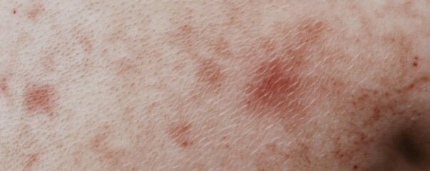 Fototapeta premium Close-up view of skin texture showing spots and blemishes, emphasizing natural imperfections and skin health.