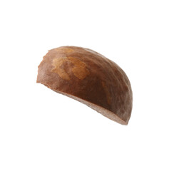Piece of macadamia nut shell isolated on white