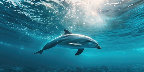 Naklejka premium The Graceful Dolphin Fish Swimming Effortlessly in the Water