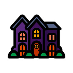 House of hallowen and decoration flat. Halloween Haunted house. ghost mansion. Vector illustration