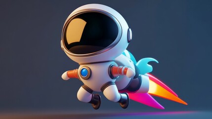 Cute Astronaut Riding a Rocket.