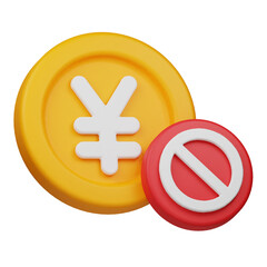 block yen coin 3d icon isolated on the transparent background