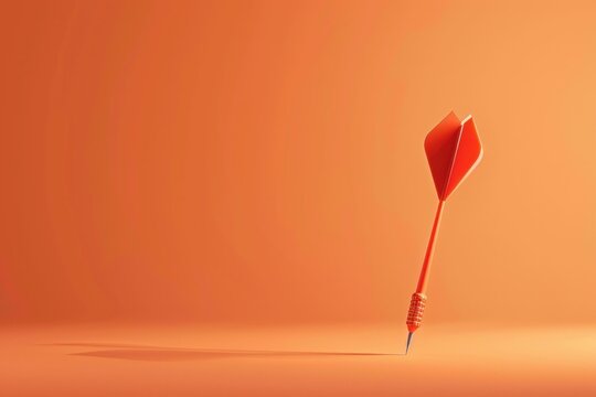 dart, target, precision, focus, achievement, orange background, single dart, standing upright, minimalistic design, sharp tip, concept of goals and success