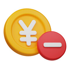 Obraz premium remove yen coin 3d icon isolated on the transparent background