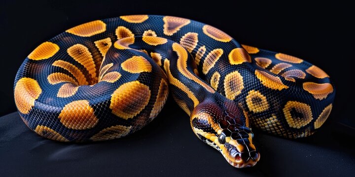 The ball python, scientifically termed Python regius and often called the royal python.