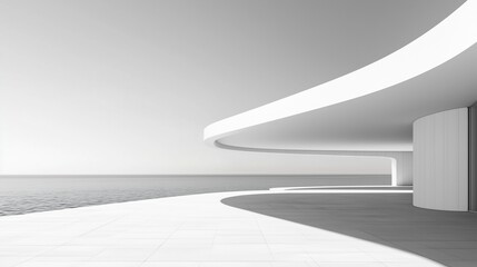 White modern contemporary architecture minimalist geometric construction building with sky