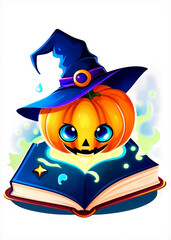 Halloween Dedicated Spellbook with magic potions Graphic Designed for Fashion wear, Hats, Car sticker, Art print, Throw pillow
