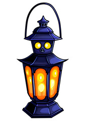 Halloween Highlighted Old lantern glowing in the fog Decorative piece Ready for Pullover, Dresses, Laptop sticker, Canvas print, Bedding