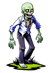 Halloween Decorated Zombie walking or rising from a grave Artwork Best for Jersey, Bucket Hats, Laptop sticker, Framed print, Throw blanket