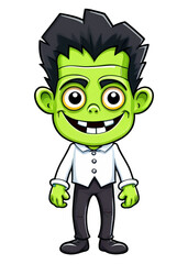 Halloween Themed Funny Frankenstein with a smile Clipart Optimized for Casual wear, Men's Clothing, Cool sticker, Metal print, Bath mat