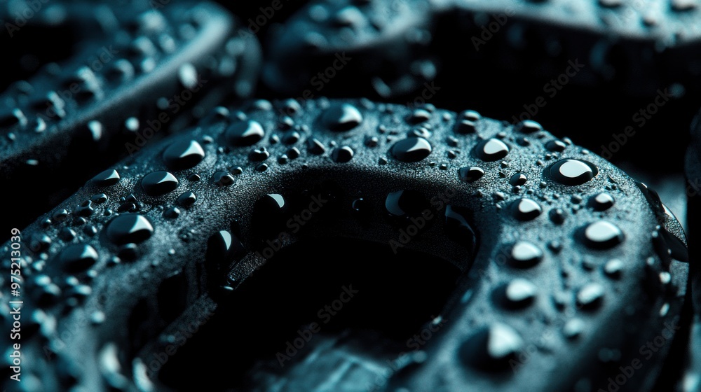 Poster a close-up view of 3d bubble letters with a textured, rubber-like surface, reflecting light in a sof