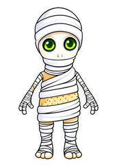Halloween Characterized Mummy wrapped in bandages Artwork Designed for Long sleeve, Women's Clothing, Car sticker, Canvas print, Bedding