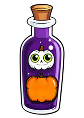 Halloween Oriented Potion bottle with a label Digital art Made for Tank top, Leggings, Car sticker, Framed print, Throw blanket