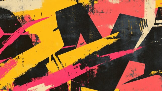 A conceptual poster with large, blocky text, irregular margins, and a jarring combination of colors that evoke a sense of disorder and rebellion