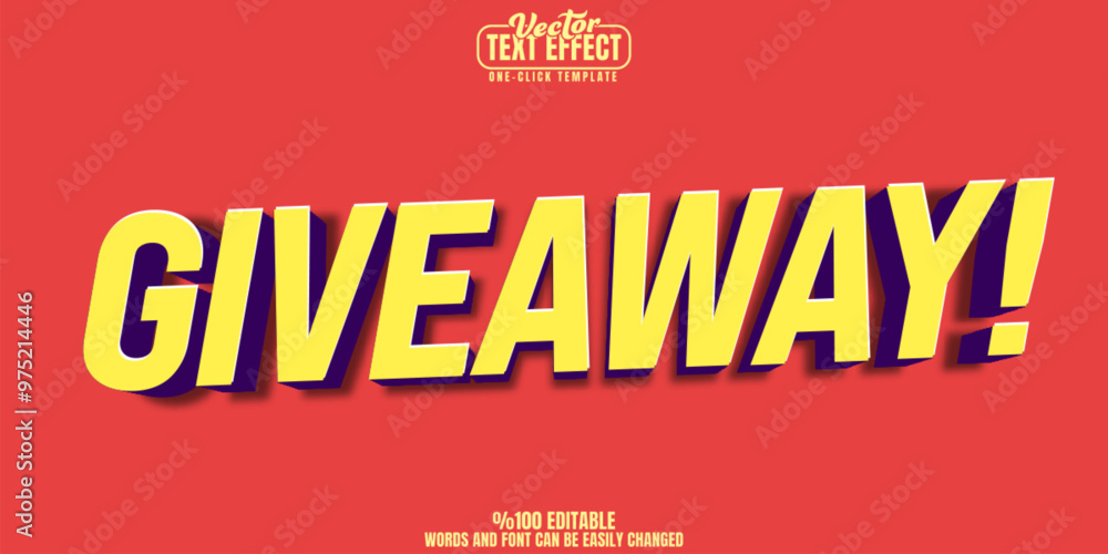 Poster giveaway editable text effect, customizable contest and win 3d font style