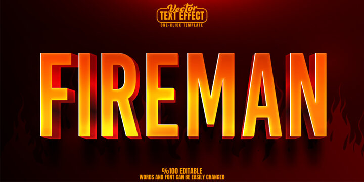 Fireman editable text effect, customizable firefighter and rescue 3d font style