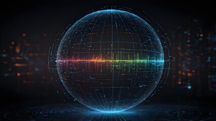 Obraz premium Abstract 3D Mesh Sphere: Representing Connectivity, Telecommunications, Globalization, and Complex Networks of Nodes