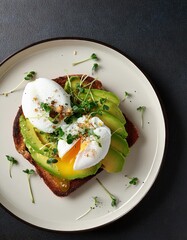 Avocado toast with poached eggs