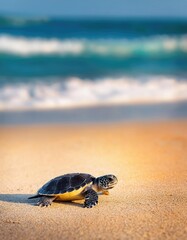 Tiny turtle on the beach