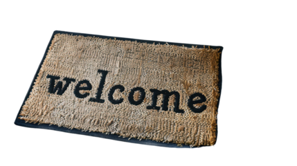 Welcome mat with text welcome home on transparent background
