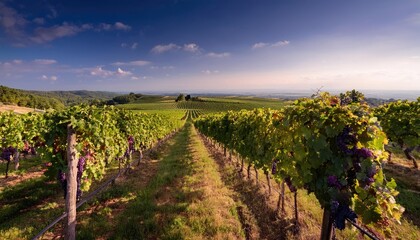 Fototapeta premium Vineyard rows stretch out