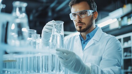 An engineer testing water samples in a lab, ensuring environmental standards are met