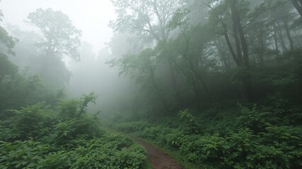 Obraz premium misty morning in the forest
