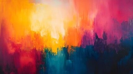 Vibrant abstract painting with a bright color scheme that captures the energetic and celebratory feeling of accomplishment and success