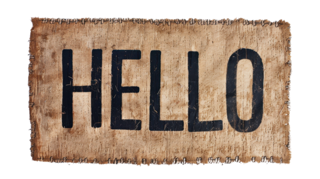 Welcome mat with text HELLO  on transparent background