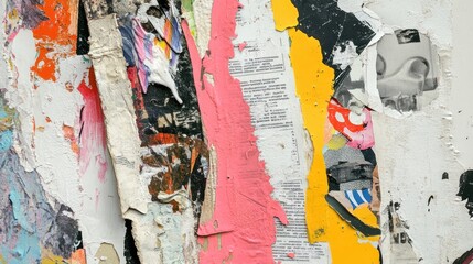 Fototapeta premium Eclectic collage featuring vintage magazine clippings and textured paper layered with bright, abstract paint splashes