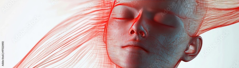 Aufkleber a digital representation of tranquility, showcasing a serene expression with flowing lines and vibra