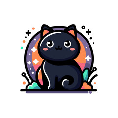 Black cat colorful design