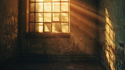 Secured window in the lower level of the detention facility