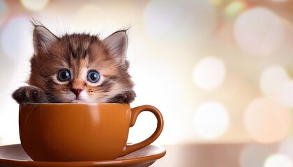 Cute kitten in a cup