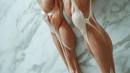 Detailed anatomy model showcasing human leg muscles, highlighting structure, function, and educational aspects of human anatomy.