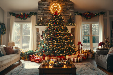 christmas tree with christmas decorations, generative a.i.