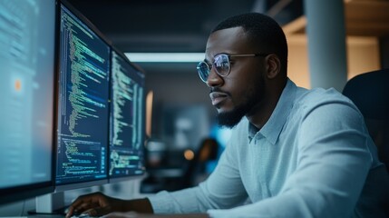 IT specialist configuring a high-end workstation in a tech-savvy office environment, technical skills, IT support