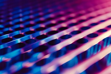 Fototapeta premium Abstract Neon Blue and Pink Metal Grid Texture Background