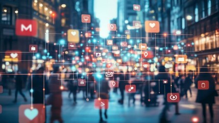 Fototapeta premium A lively social media interface filled with trending hashtags and viral content, representing the pulse of trendy topics