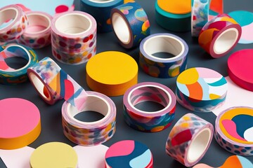 Vibrant Abstract Washi Tape Collection: Bold and Artistic Craft Elements